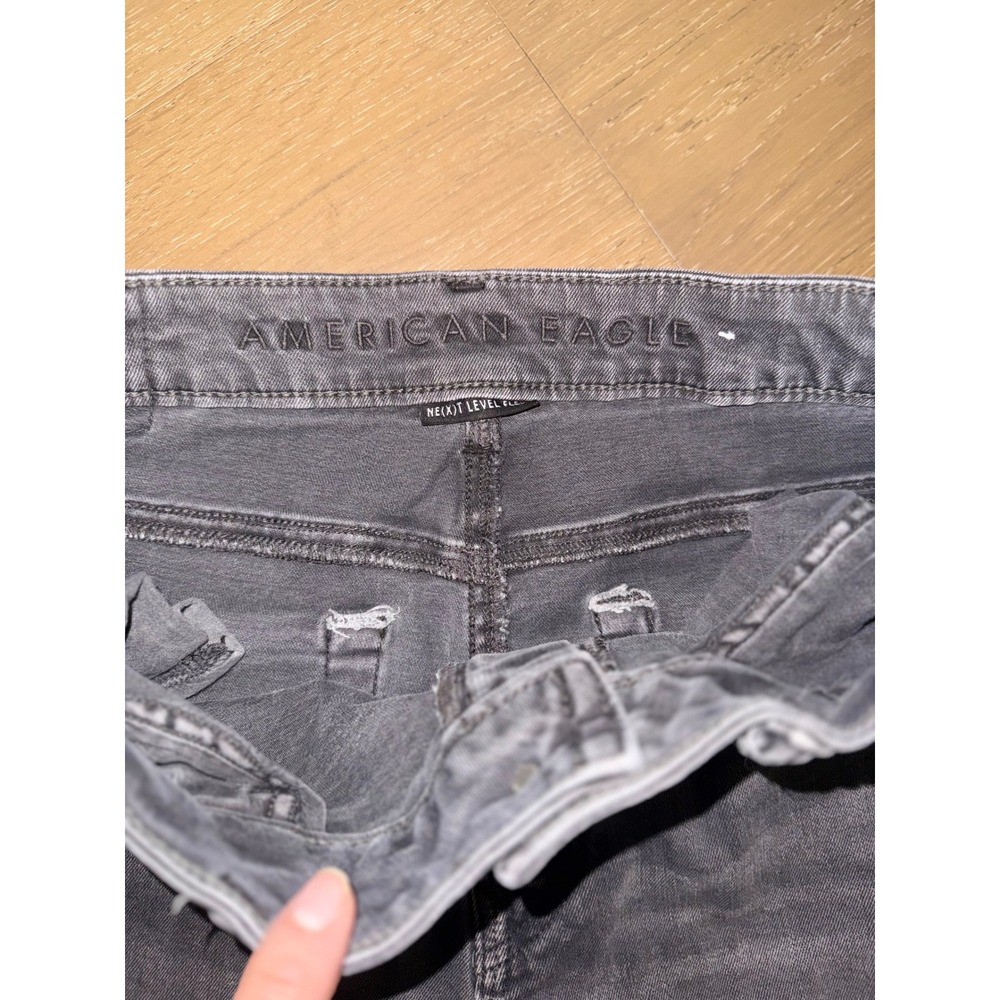 American Eagle Next Level Flex‎ Slim Distressed Black Jeans 32x34 Ripped Denim - Picture 3 of 6